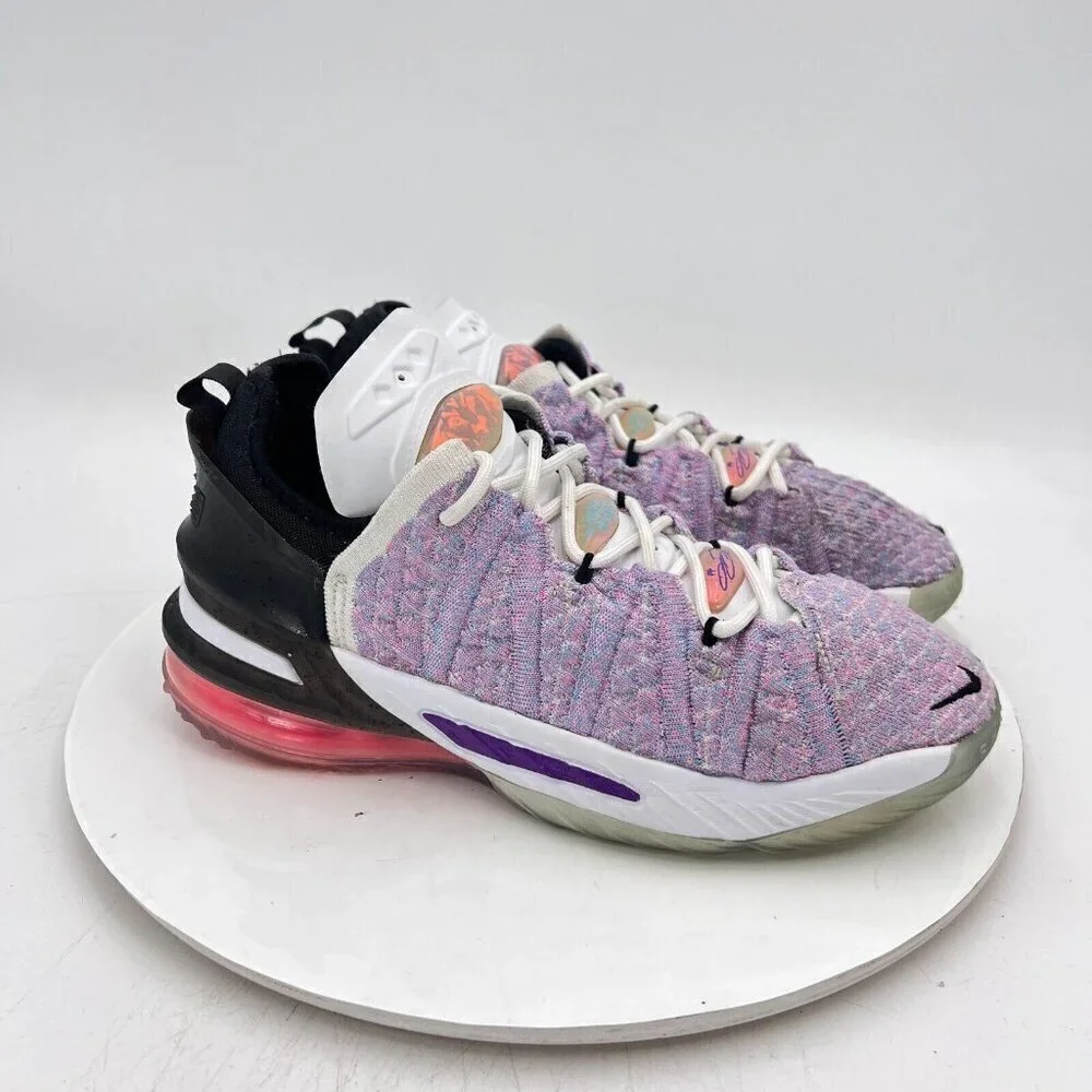 Nike LeBron 18 Youth Size 4.5Y Women 6 CW2760 900 Purple White Black Red Shoes